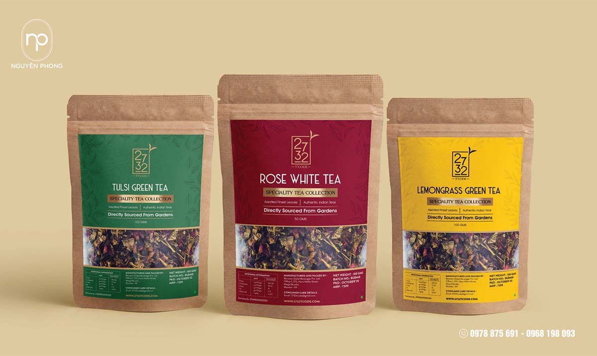 Mẫu tem nhãn thực phẩm trà uống 